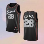 Men's Detroit Pistons Isaiah Stewart NO 28 City 2023-24 Black Jersey
