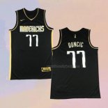 Men's Golden Edition Dallas Mavericks Luka Doncic NO 77 2020-21 Black Jersey