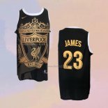Men's Los Angeles Lakers LeBron James NO 23 Liverpool Black Jersey