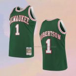 Men's Milwaukee Bucks Oscar Robertson NO 1 Mitchell & Ness 1971-72 Green Jersey