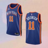 Men's New York Knicks Jalen Brunson NO 11 City 2023-24 Blue Jersey