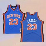 Men's New York Knicks Marcus Camby NO 23 Hardwood Classics Throwback Blue Jersey