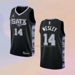 Men's San Antonio Spurs Blake Wesley NO 14 Statement 2022-23 Black Jersey