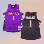Men's Toronto Raptors Tracy McGrady NO 1 Hardwood Classics Throwback Black Purple Jersey