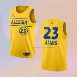 Men's All Star 2021 Los Angeles Lakers LeBron James NO 23 Gold Jersey