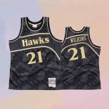 Men's Atlanta Hawks Dominique Wilkins NO 21 1986-87 Hardwood Classic Black Jersey