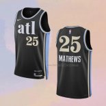 Men's Atlanta Hawks Garrison Mathews NO 25 City 2023-24 Black Jersey