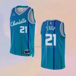 Men's Charlotte Hornets Jt Thor NO 21 City 2021-22 Blue Jersey