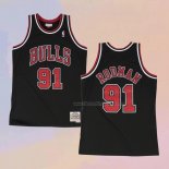 Men's Chicago Bulls Dennis Rodman NO 91 Hardwood Classics Throwback Black Jersey