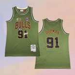Men's Chicago Bulls Dennis Rodman NO 91 Mitchell & Ness 1997-98 Green Jersey