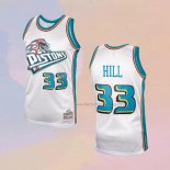 Men's Detroit Pistons Grant Hill NO 33 Throwback White Jersey