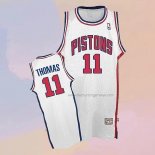 Men's Detroit Pistons Isiah Thomas NO 11 Throwback White Jersey