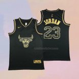 Men's Golden Edition Chicago Bulls Michael Jordan NO 23 Black Jersey