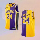Men's Los Angeles Lakers Kobe Bryant NO 24 Split Yellow Purple Jersey
