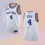 Men's New York Knicks Derrick Rose NO 4 75th Anniversary White Jersey