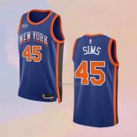Men's New York Knicks Jericho Sims NO 45 City 2023-24 Blue Jersey