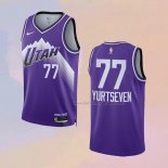 Men's Utah Jazz Omer Yurtseven NO 77 City 2023-24 Purple Jersey