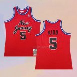 Men's Brooklyn Nets Jason Kidd NO 5 Hardwood Classic Throwback Red Jersey
