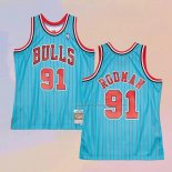 Men's Chicago Bulls Dennis Rodman NO 91 Mitchell & Ness 1995-96 Blue Jersey