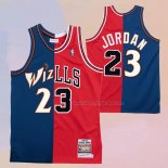 Men's Chicago Bulls Washington Wizards Michael Jordan NO 23 Split Blue Red Jersey