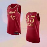 Men's Cleveland Cavaliers Donovan Mitchell NO 45 City Authentic 2023-24 Red Jersey
