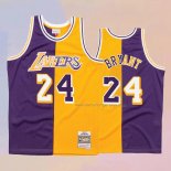 Men's Los Angeles Lakers Kobe Bryant NO 24 Mitchell & Ness 1996-97 Split Yellow Purple Jersey