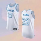 Men's Los Angeles Lakers LeBron James NO 23 City Authentic 2020-21 White Jersey