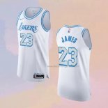 Men's Los Angeles Lakers LeBron James NO 23 City Authentic 2020-21 White Jersey