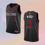 Men's Miami Heat Dwyane Wade NO 3 City 2023-24 Black Jersey