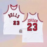 Men's Chicago Bulls Michael Jordan NO 23 Mitchell & Ness 1984-85 White Jersey