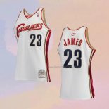 Men's Cleveland Cavaliers LeBron James NO 23 Mitchell & Ness 2003-04 White Jersey