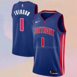 Men's Detroit Pistons Allen Iverson NO 1 Icon Blue Jersey