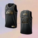 Men's Golden Edition Los Angeles Lakers LeBron James NO 23 Black Jersey