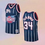 Men's Houston Rockets Hakeem Olajuwon NO 34 Mitchell & Ness 1996-97 Blue Jersey2