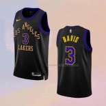 Men's Los Angeles Lakers Anthony Davis NO 3 City 2023-24 Black Jersey