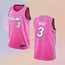 Men's Miami Heat Dwyane Wade NO 3 Earned 2018-19 Pink Jersey