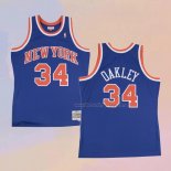 Men's New York Knicks Charles Oakley NO 34 Hardwood Classics Throwback Blue Jersey