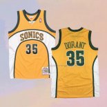 Men's Seattle Supersonics Kevin Durant NO 35 Mitchell & Ness 2007-08 Yellow Jersey