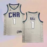 Men's Charlotte Hornets LaMelo Ball NO 1 City Edition Gray Jersey