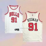 Men's Chicago Bulls Dennis Rodman NO 91 Association 2021 White Jersey