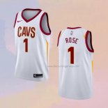 Men's Cleveland Cavaliers Derrick Rose NO 1 Association 2017-18 White Jersey