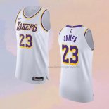 Men's Los Angeles Lakers LeBron James NO 23 Association Authentic White Jersey