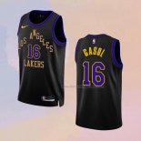 Men's Los Angeles Lakers Pau Gasol NO 16 City 2023-24 Black Jersey