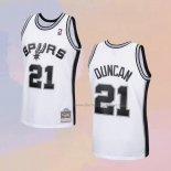 Men's San Antonio Spurs Tim Duncan NO 21 Mitchell & Ness 1998-99 White Jersey