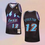 Men's Utah Jazz John Stockton NO 12 Mitchell & Ness 1996-97 Black Jersey