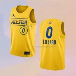 Men's All Star 2021 Portland Trail Blazers Damian Lillard NO 0 Gold Jersey