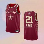 Men's All Star 2024 Philadelphia 76ers Joel Embiid NO 21 Red Jersey