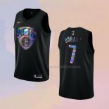 Men's Brooklyn Nets Kevin Durant NO 7 Iridescent Logo Black Jersey