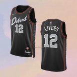 Men's Detroit Pistons Isaiah Livers NO 12 City 2023-24 Black Jersey