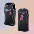 Men's Miami Heat Dwyane Wade NO 3 City 2018-19 Black Jersey